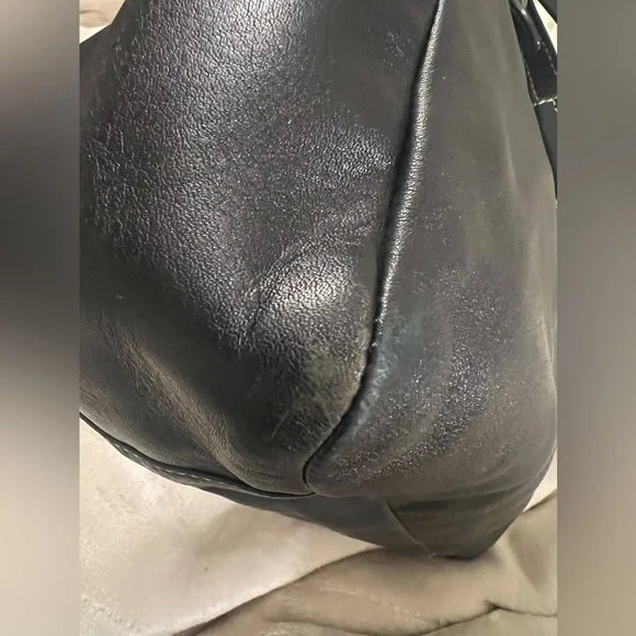 Coach Black Leather Pleated East West Shoulder Tote